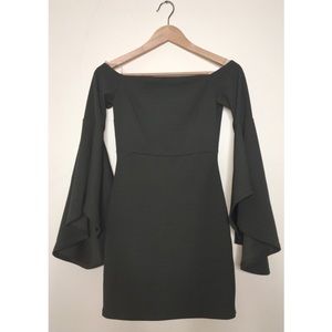 Fashion Nova Olive Green Off the Shoulder Dress